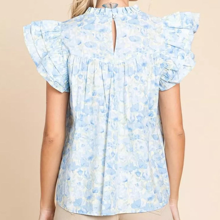 Blusa Floral Bordada Azul | TTS Fashion