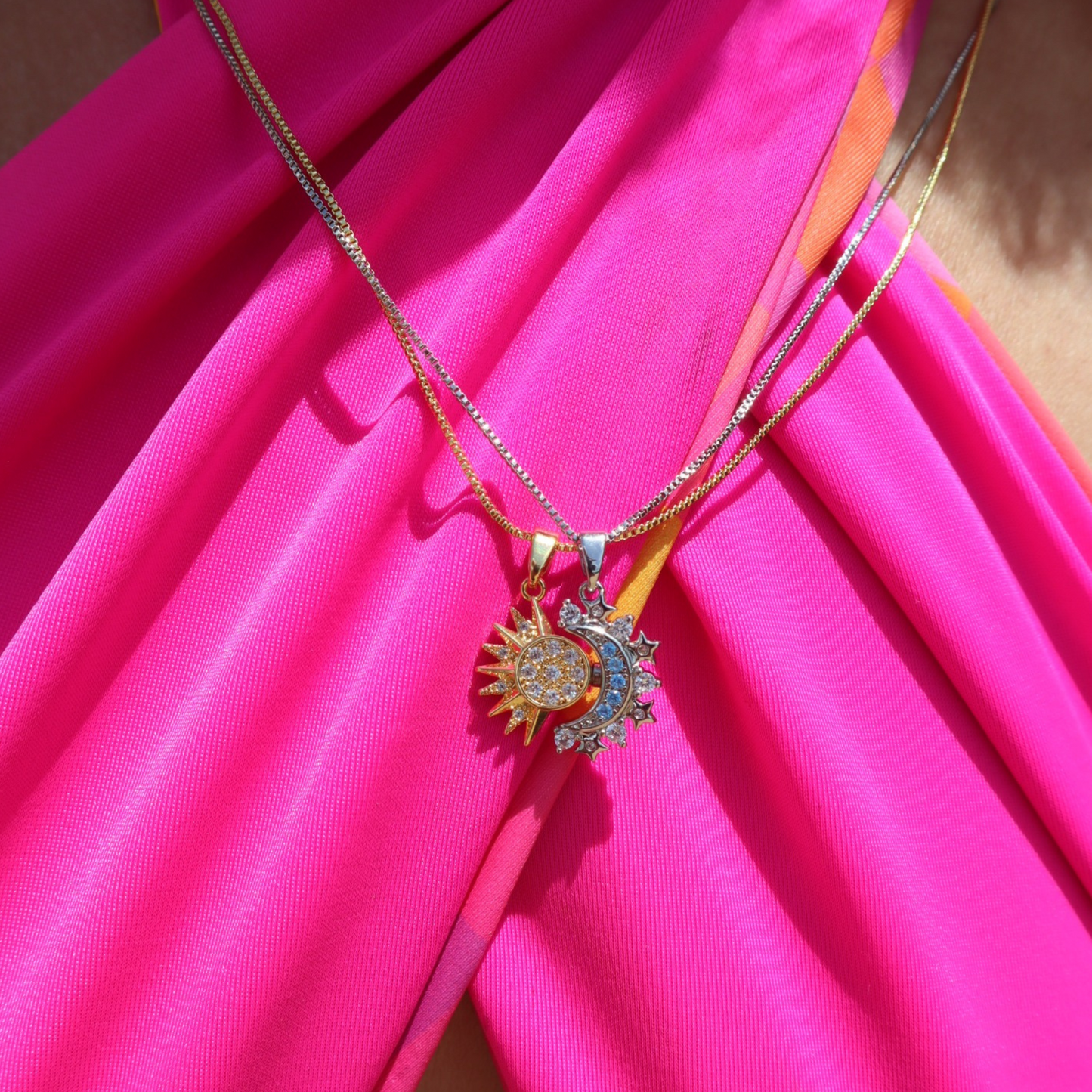 ★Summer Collection ★ Sol y luna cadenas doble tono