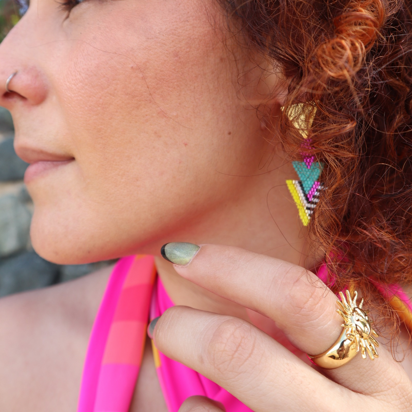 ★Summer Collection ★ Aretes geométricos coloridos | Estilo moderno y artesanal