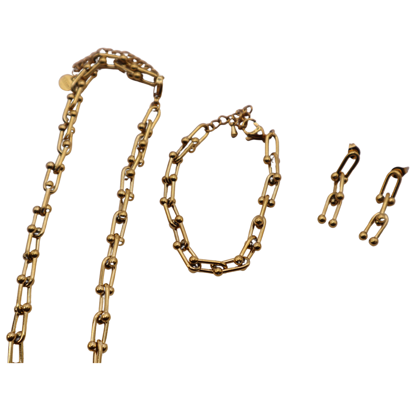 Set de eslabones | Cadena, pulsera y aretes