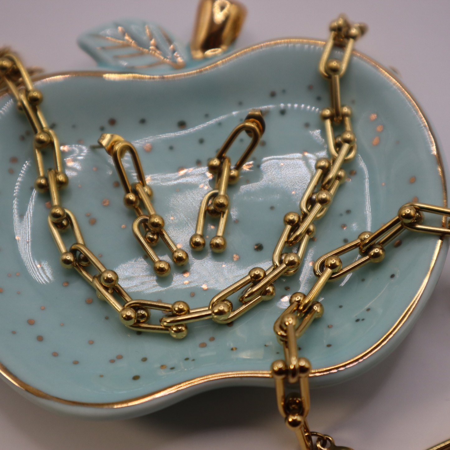 Set de eslabones | Cadena, pulsera y aretes