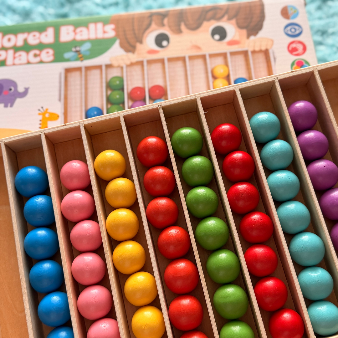 Clasificación de colores y coordinación para niños | Tablero de madera motor fino