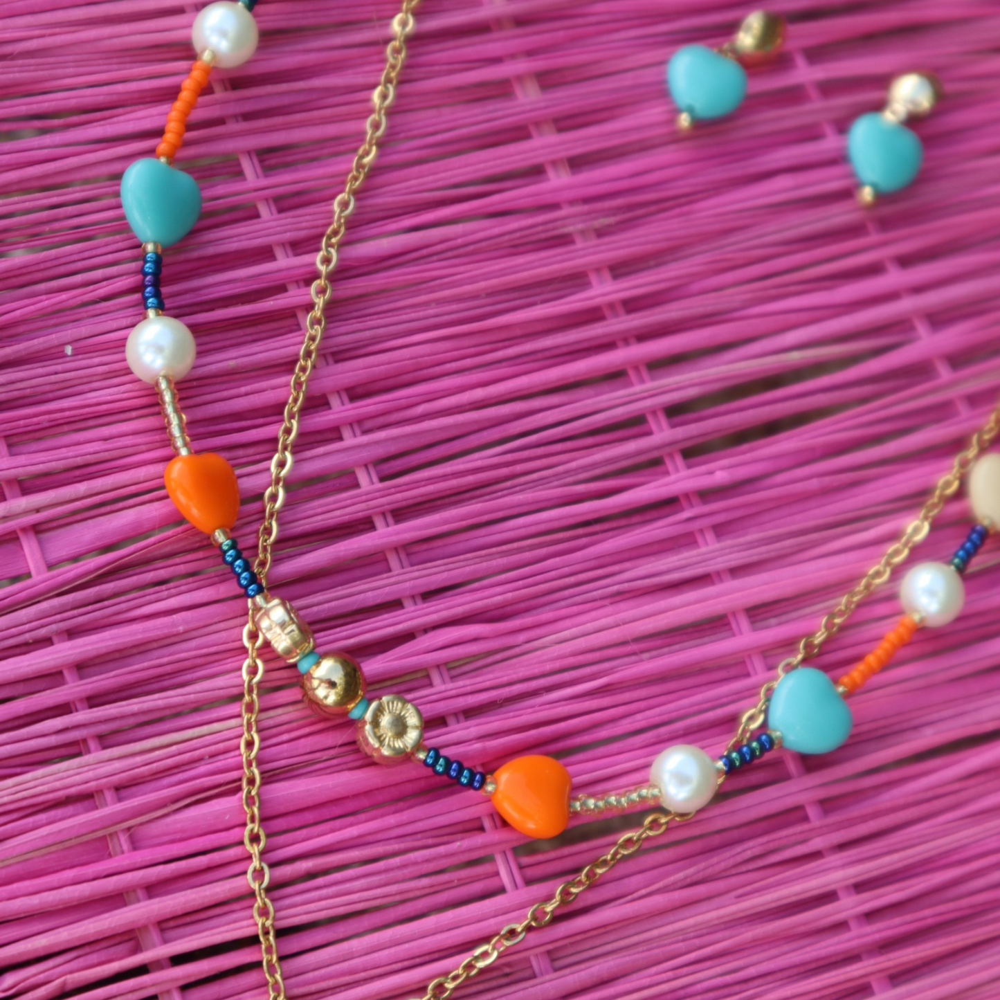 ★Summer Collection ★ Collar colorido doble con corazones