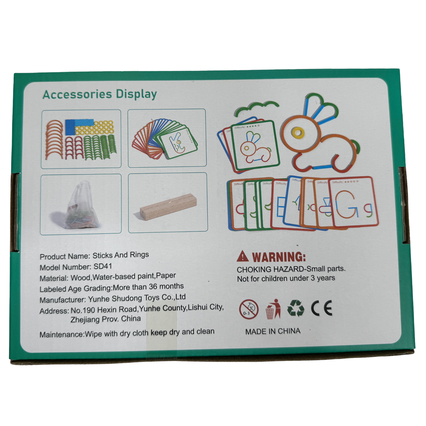 Juego educativo "Sticks and Rings" Aprendiendo con formas, figuras y colores.