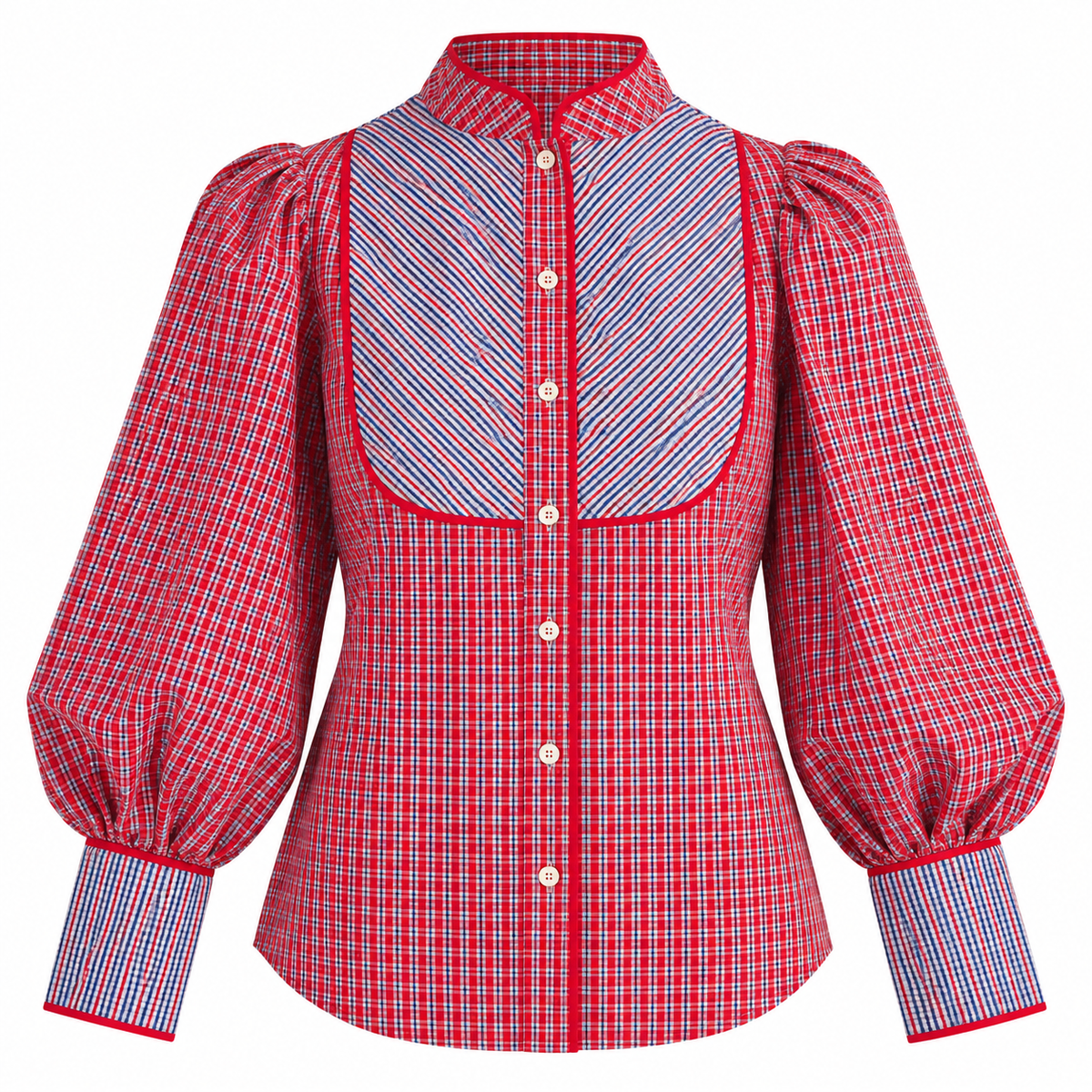 Blusa Plaid Tie Neck Statement | TTS Fashion