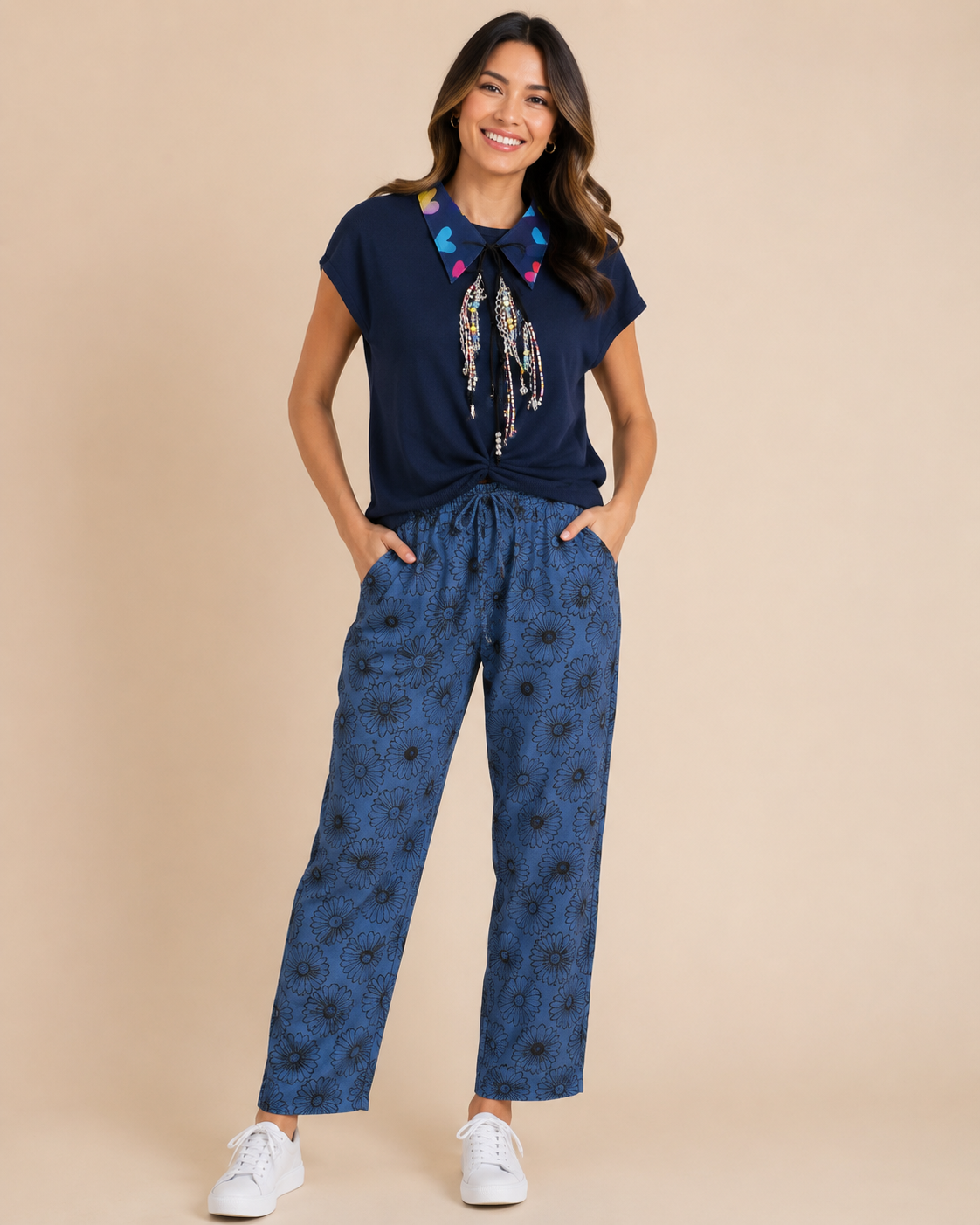 Pantalón floral azul | TTS FASHION