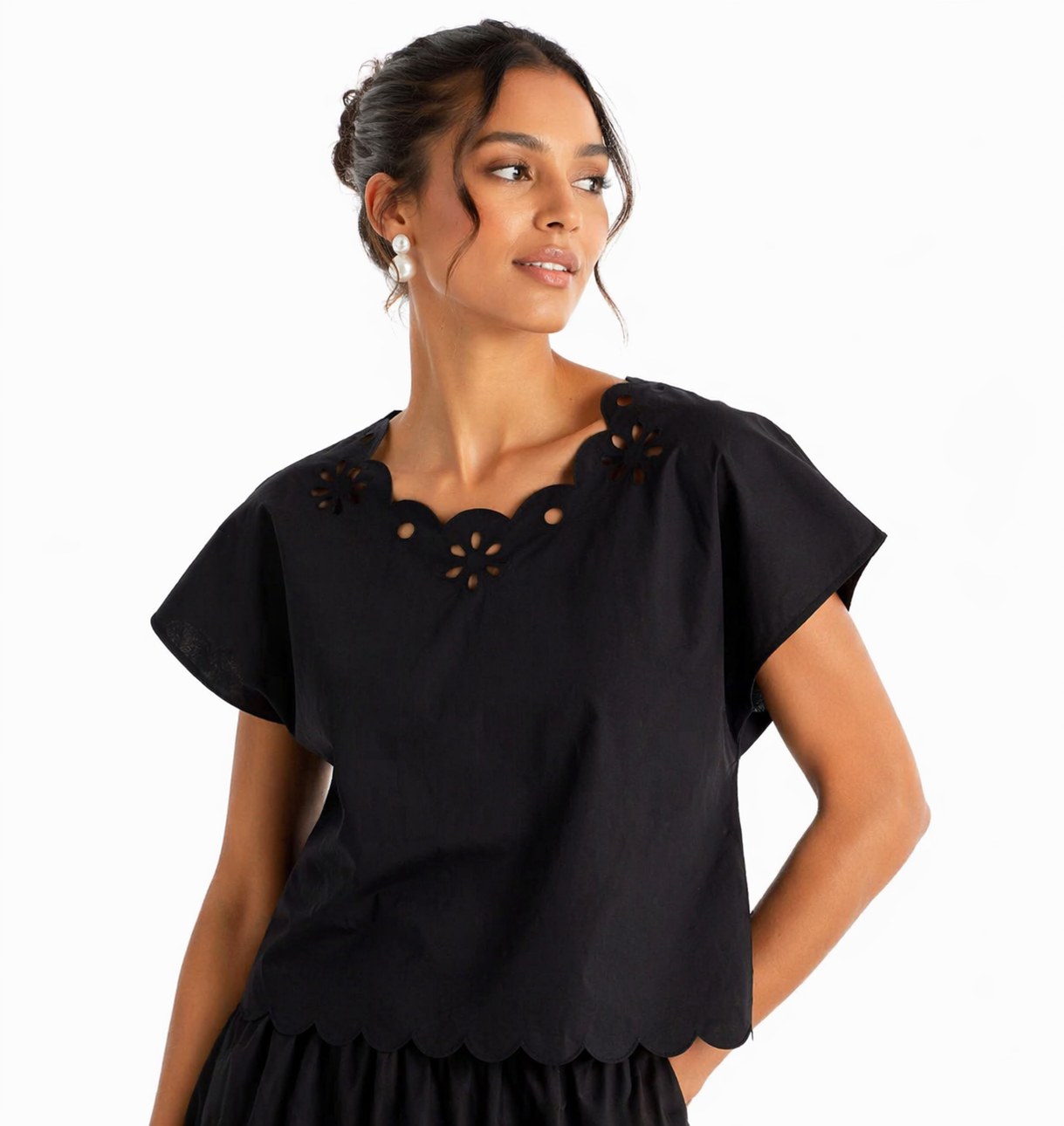 Blusa Bordada + Falda Midi Calada | TTS FASHION