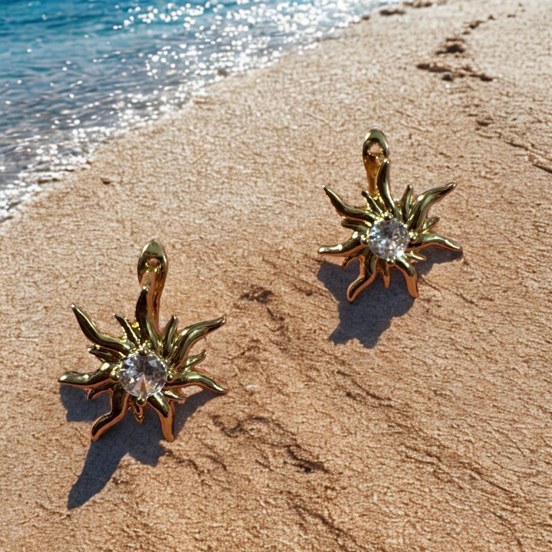 ★Summer Collection ★ Aretes sol brillante dorado