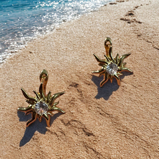 ★Summer Collection ★ Aretes sol brillante dorado