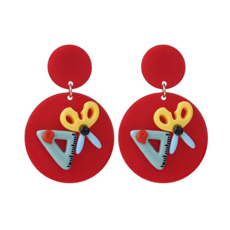 Funny colorfull earrings | Aretes coloridos para educadoras