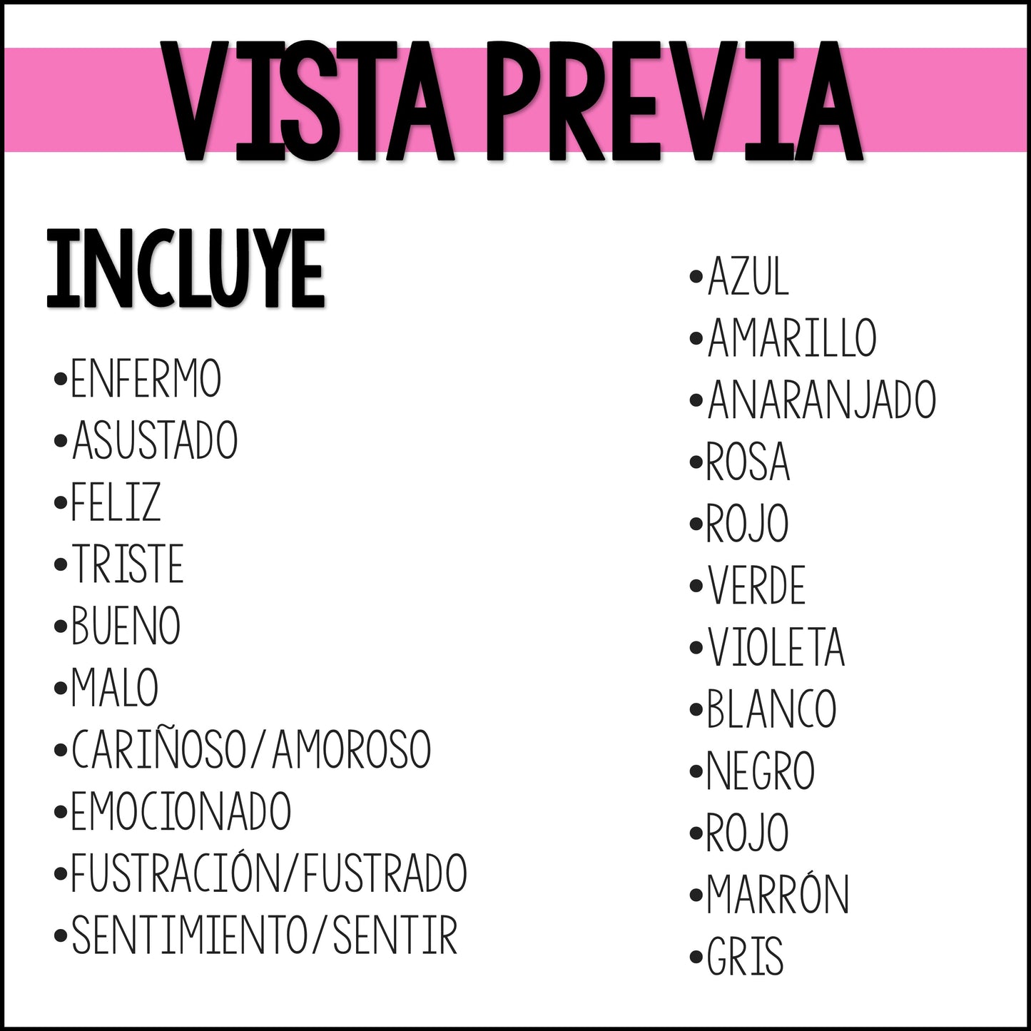 Vocabulario | Lengua de señas americanas | Colores, emociones y sentimientos