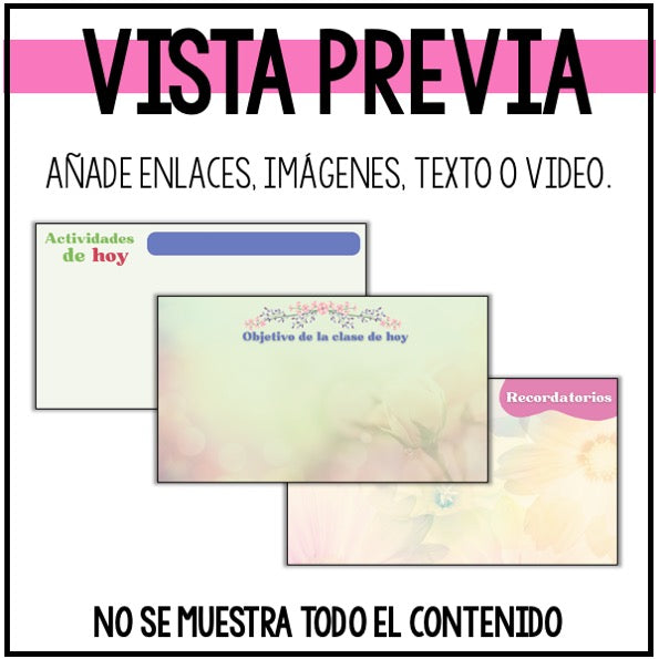 Daily class | Editable templates | Spanish daily activities