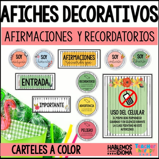 Afiches Afirmaciones positivas y recordatorios | Classroom decor in Spanish