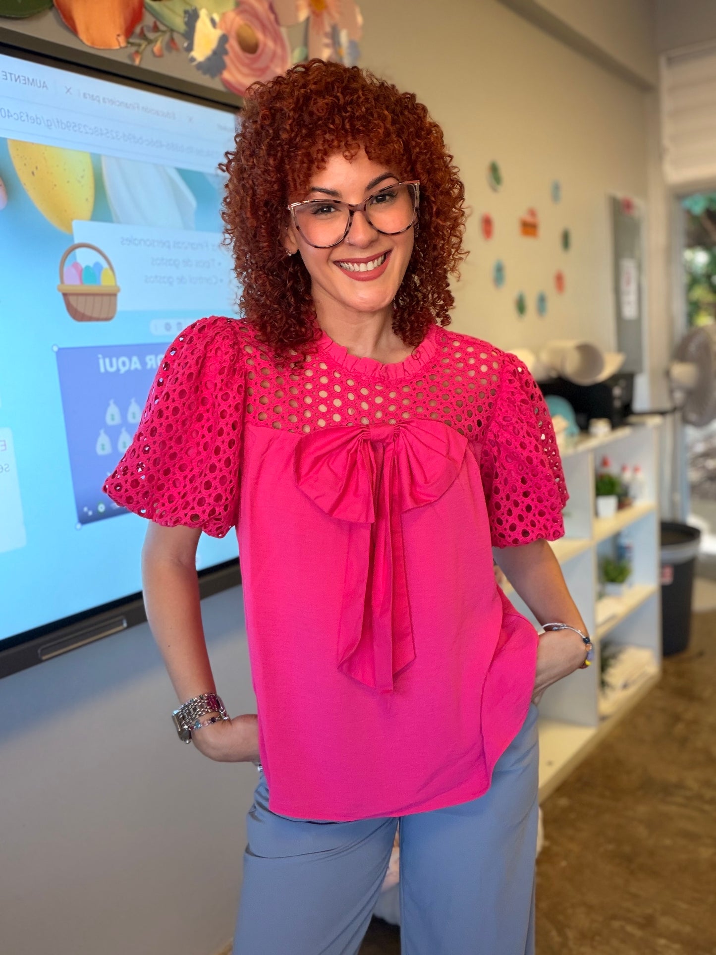 Blusa Fucsia Elegante con Lazo | TTS Fashion