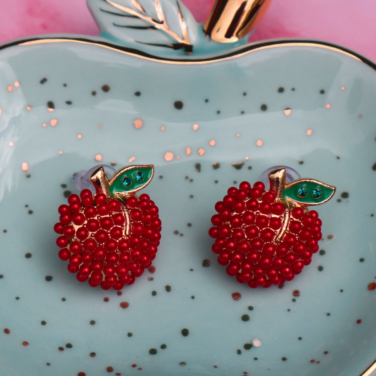 Rhinestones Apple Studs |