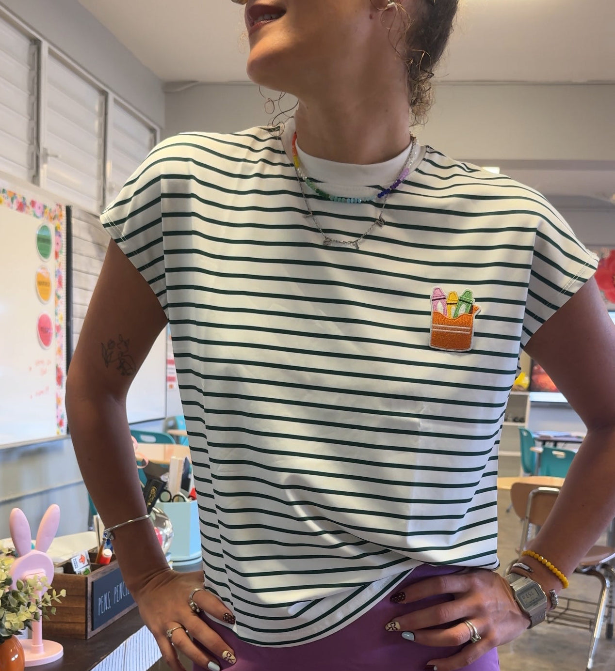 TTS Basic collection | Camisa de rayas verde y blanca | Crayola