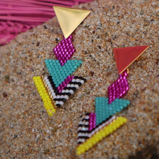 ★Summer Collection ★ Aretes geométricos coloridos | Estilo moderno y artesanal