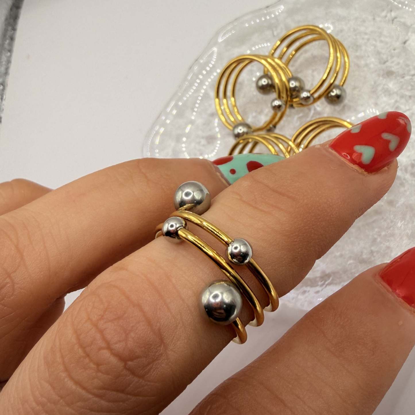 Sortija doble tono en Acero Inoxidable