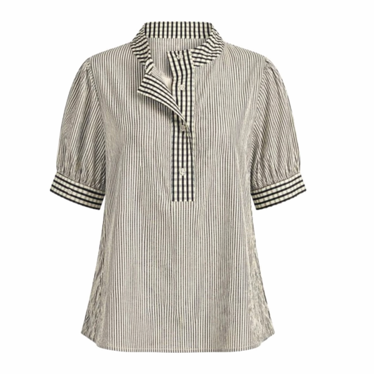 Blusa Rayada con Contraste Gingham | TTS FASHION