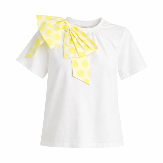 Blusa Blanca con Lazo Grande "polka dots" | TTS BASIC