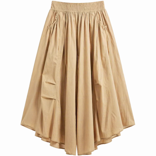 Pantalón Palazzo de Algodón con Cintura Elástica y Bolsillos | TTS FASHION