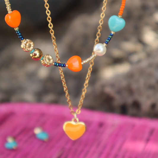 ★Summer Collection ★ Collar colorido doble con corazones