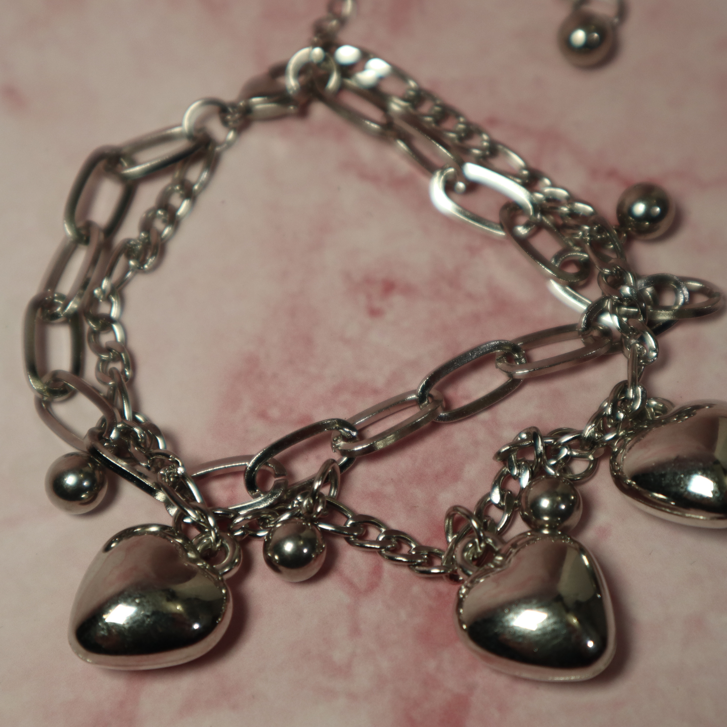 Corazón doble pulsera | heart silver bold bracelet