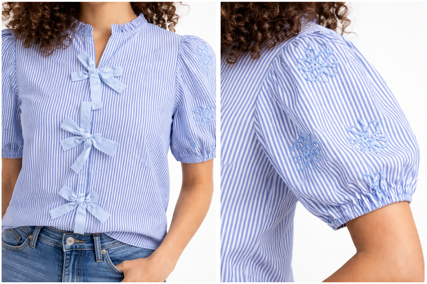 Blusa de rayas azules Elegante – TTS FASHION
