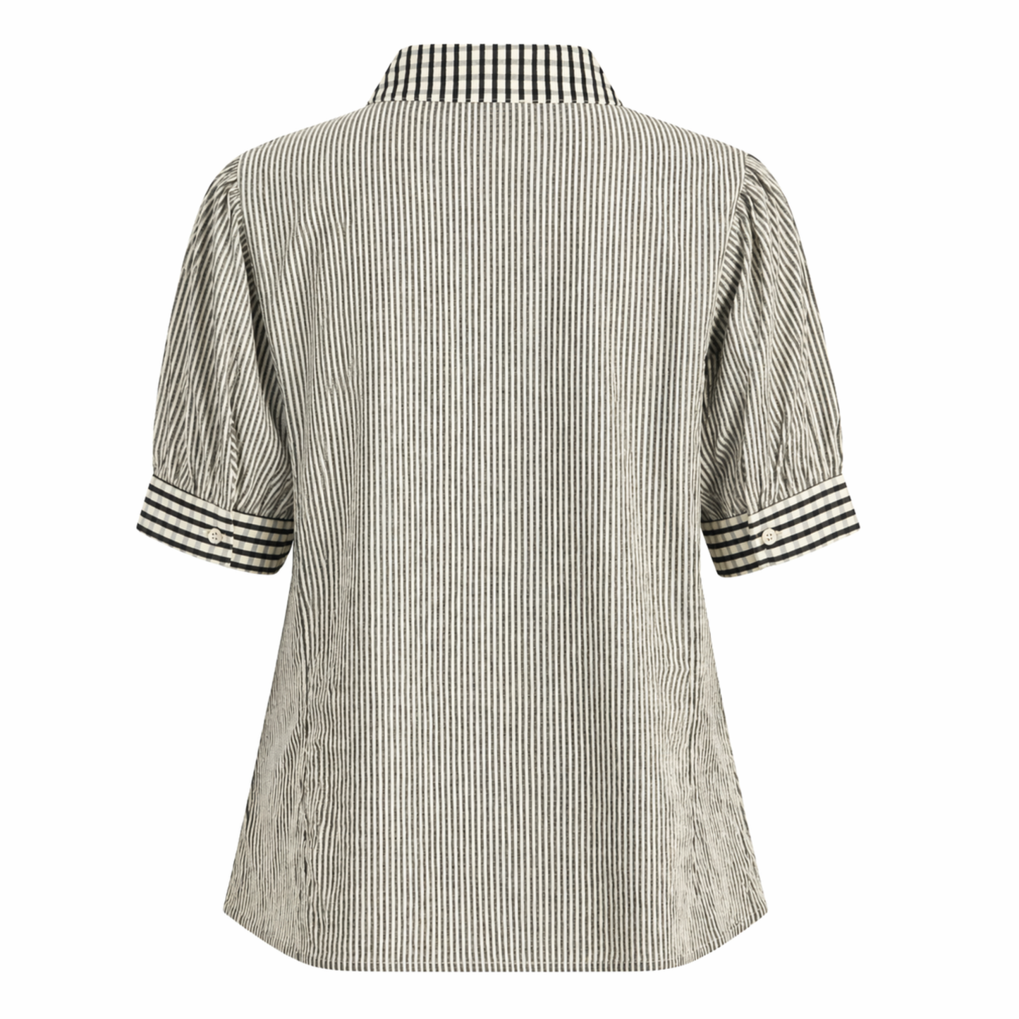Blusa Rayada con Contraste Gingham | TTS FASHION
