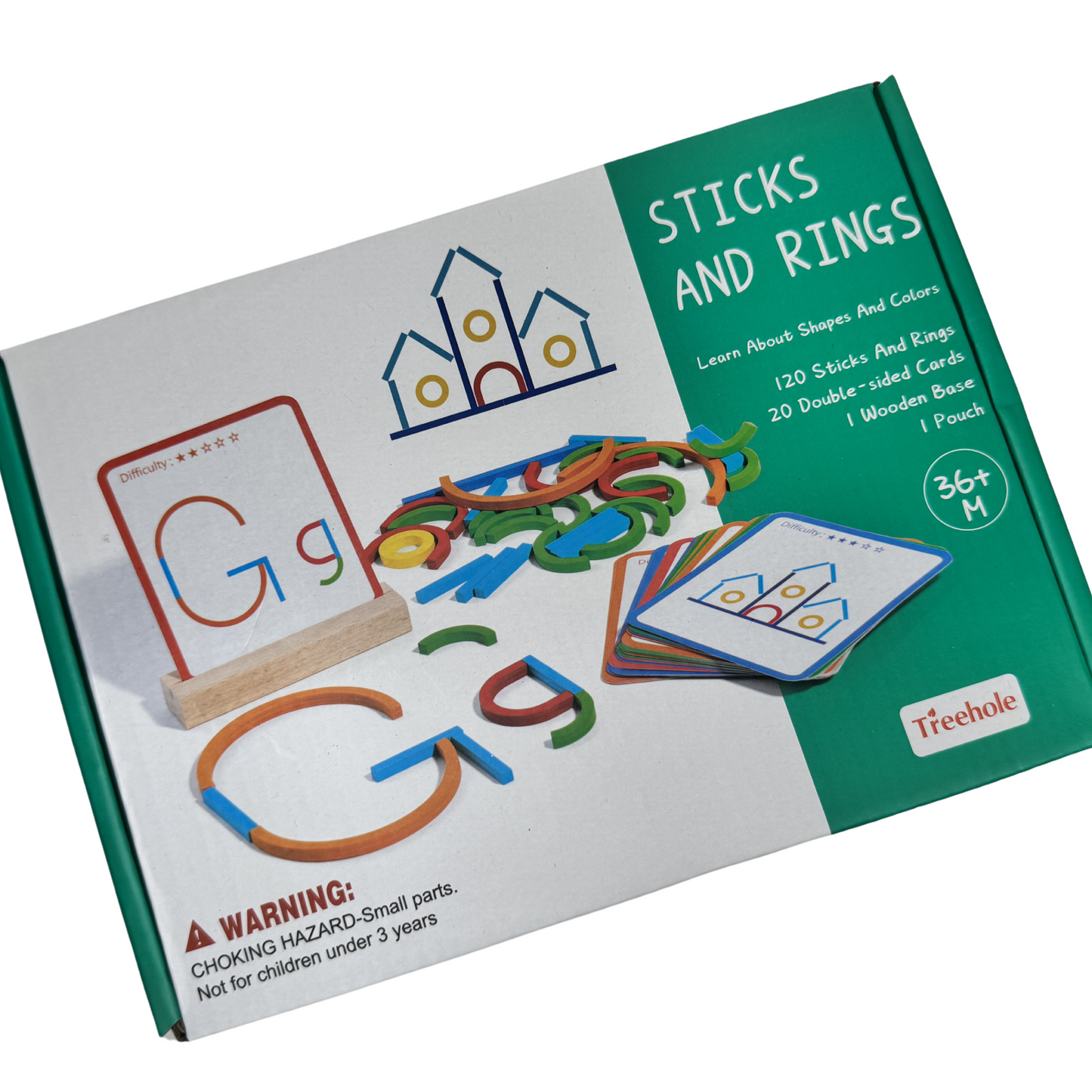 Juego educativo "Sticks and Rings" Aprendiendo con formas, figuras y colores.