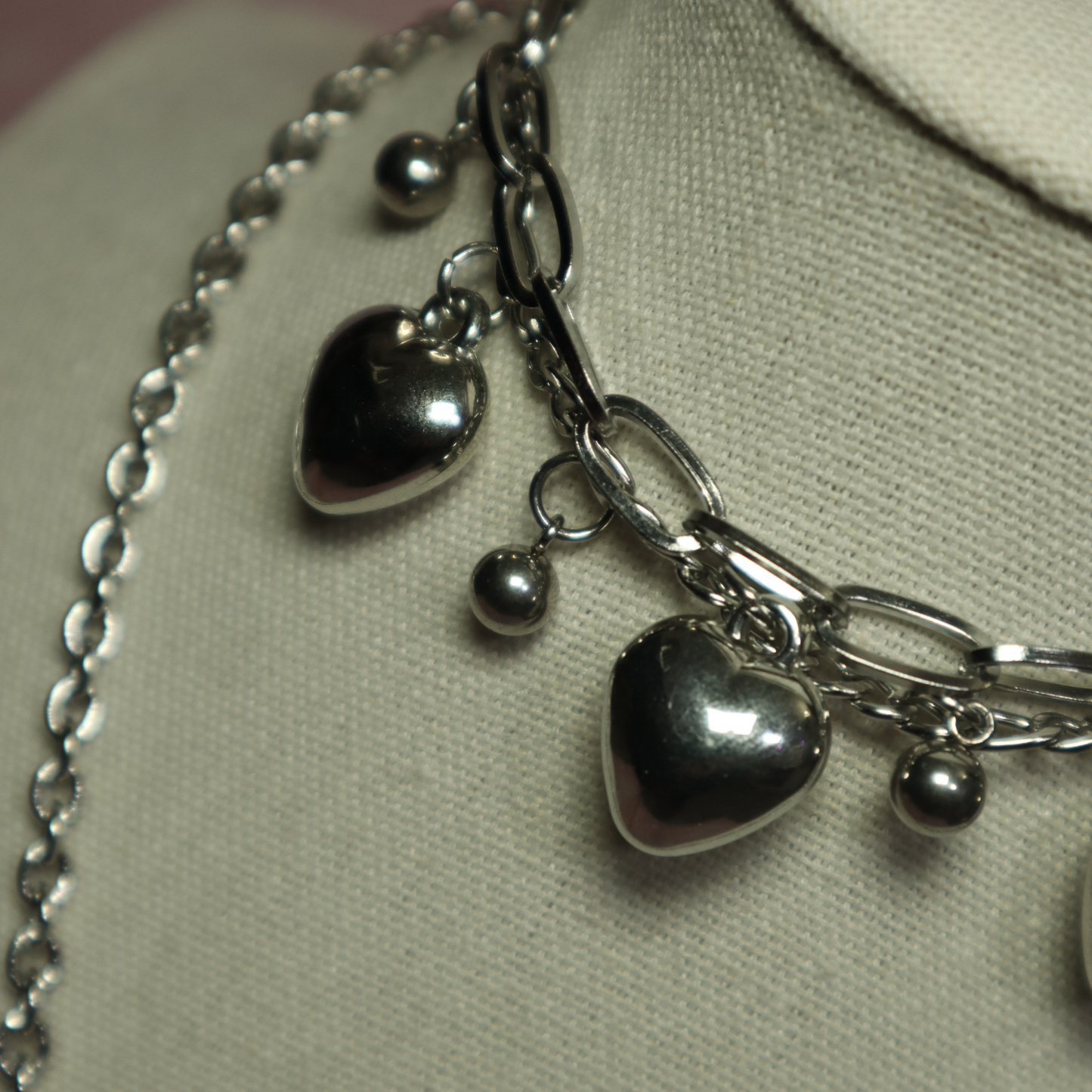 Corazón doble pulsera | heart silver bold bracelet