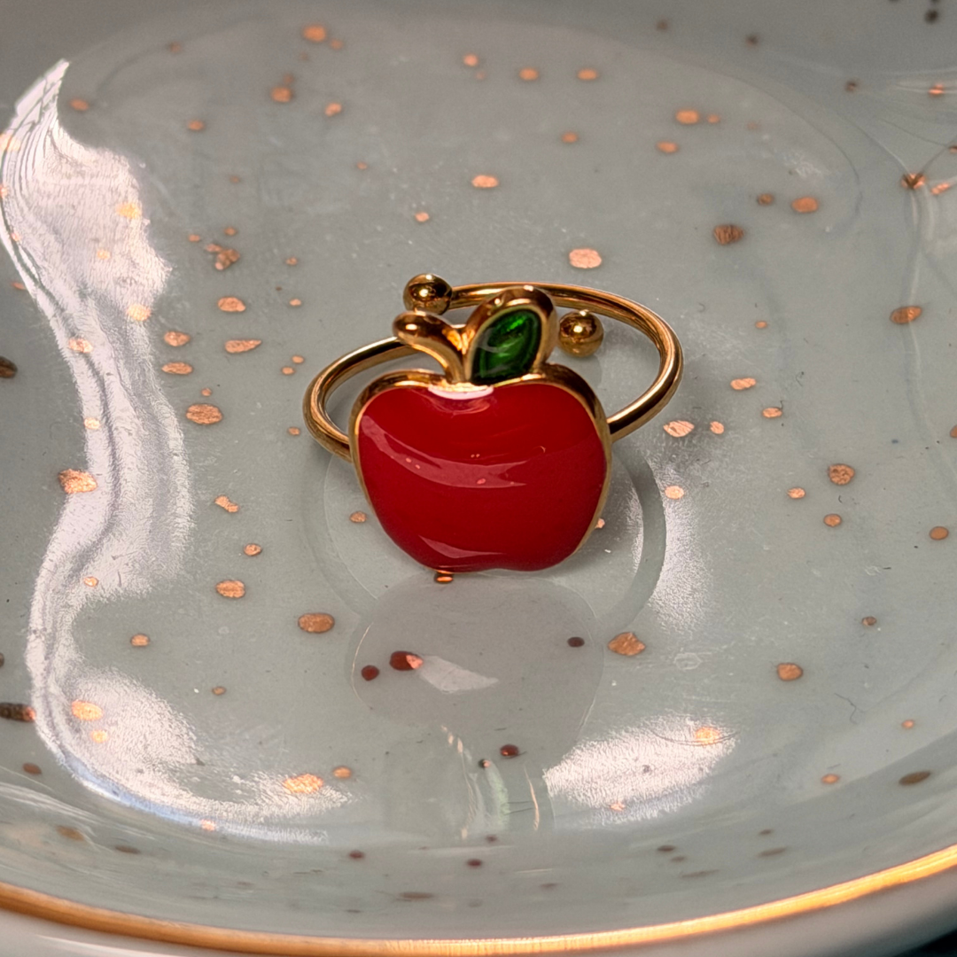 Sortija “Red Apple” en Acero Inoxidable – Anillo Ajustable para Educadoras