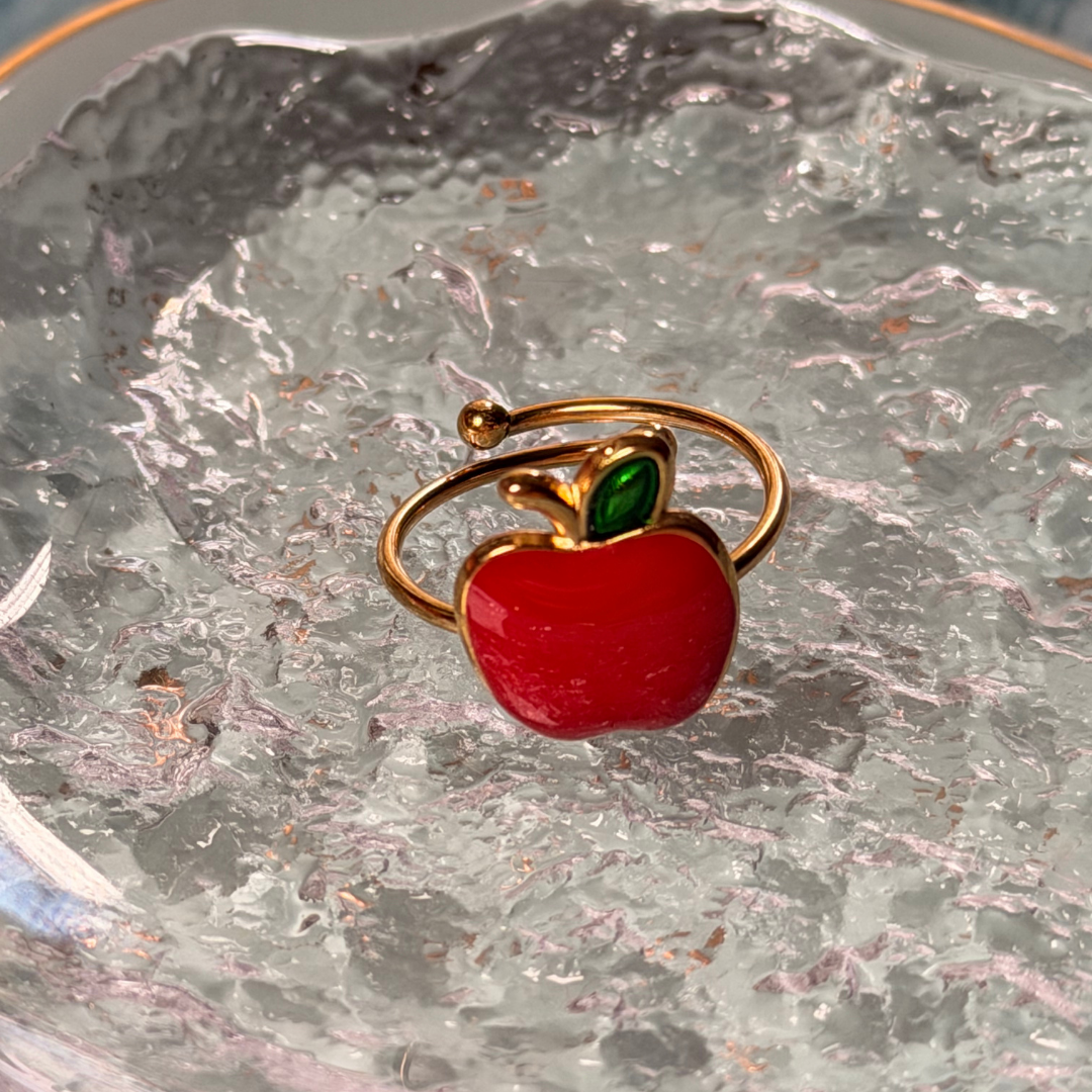 Sortija “Red Apple” en Acero Inoxidable – Anillo Ajustable para Educadoras
