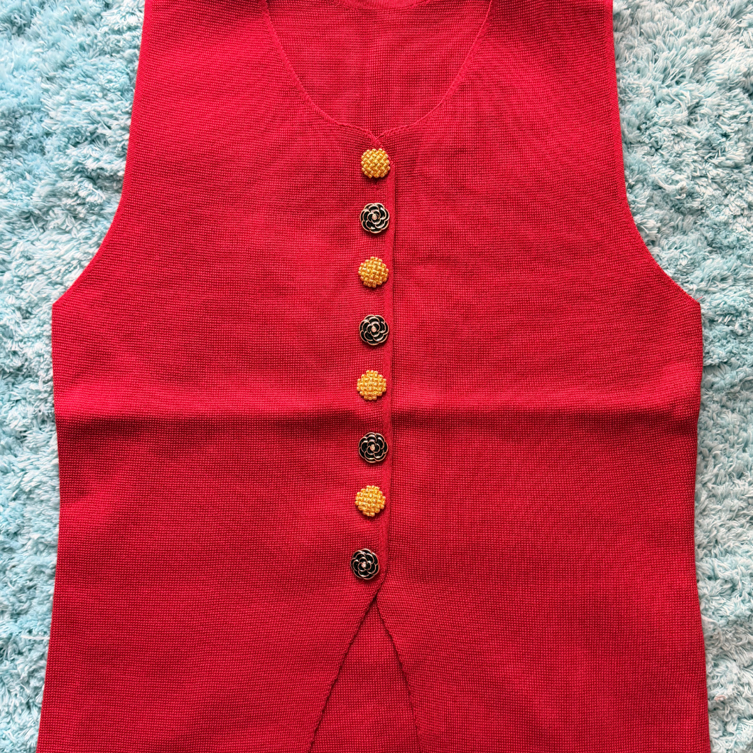 Top Casual Elegante TTS Fashion – Botones Florales Dorados