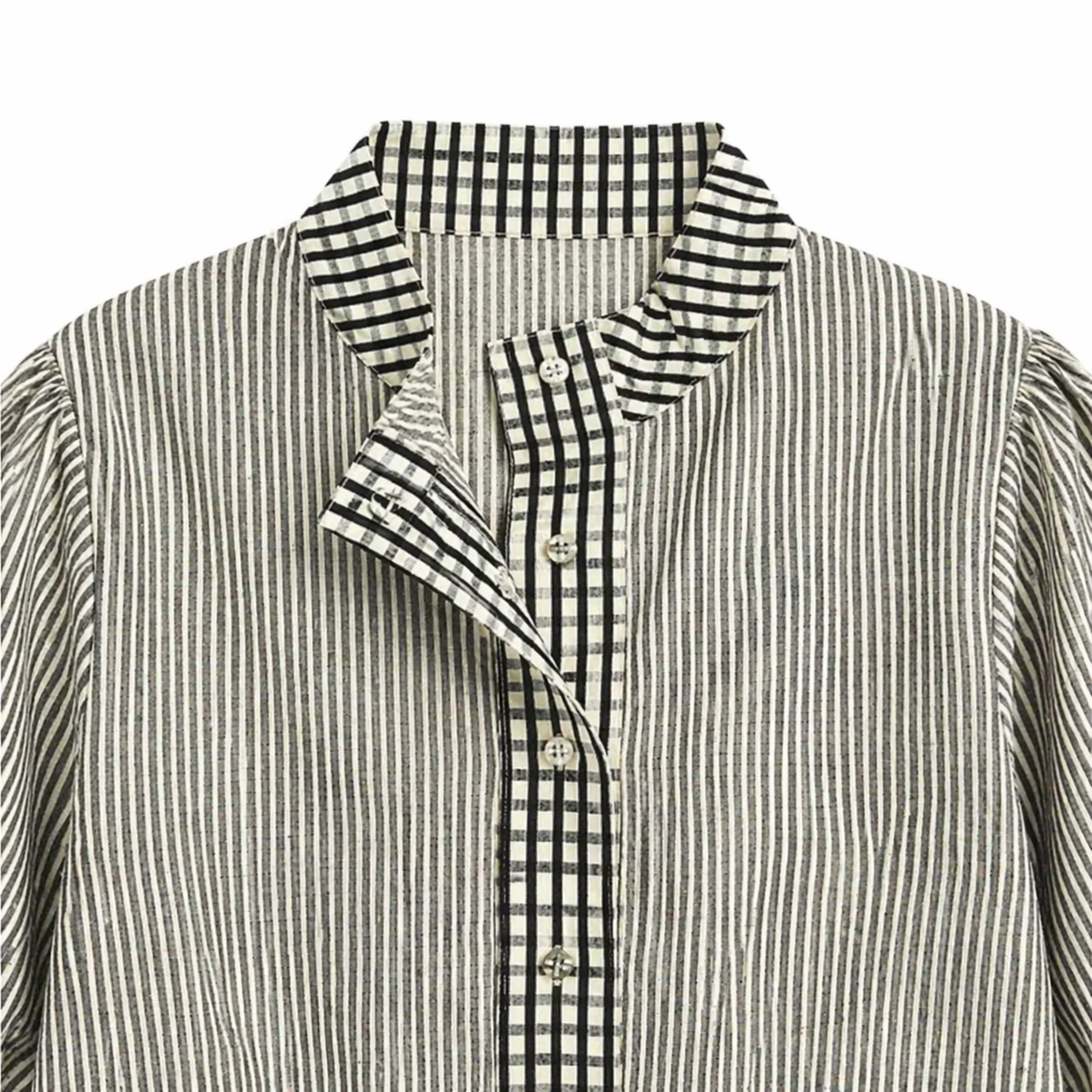 Blusa Rayada con Contraste Gingham | TTS FASHION