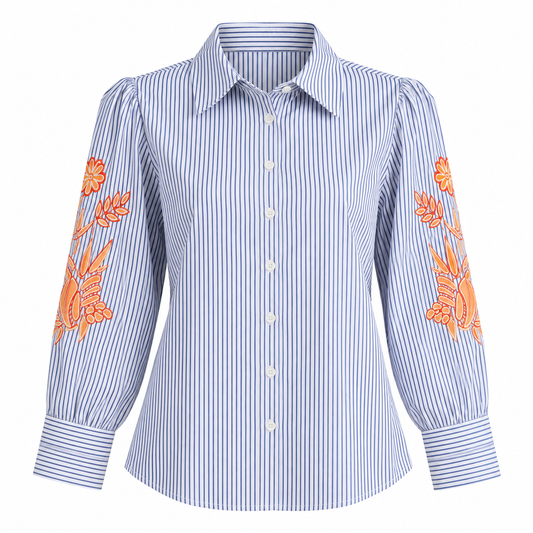 Blusa Blue Stripe Bloom | TTS Fashion