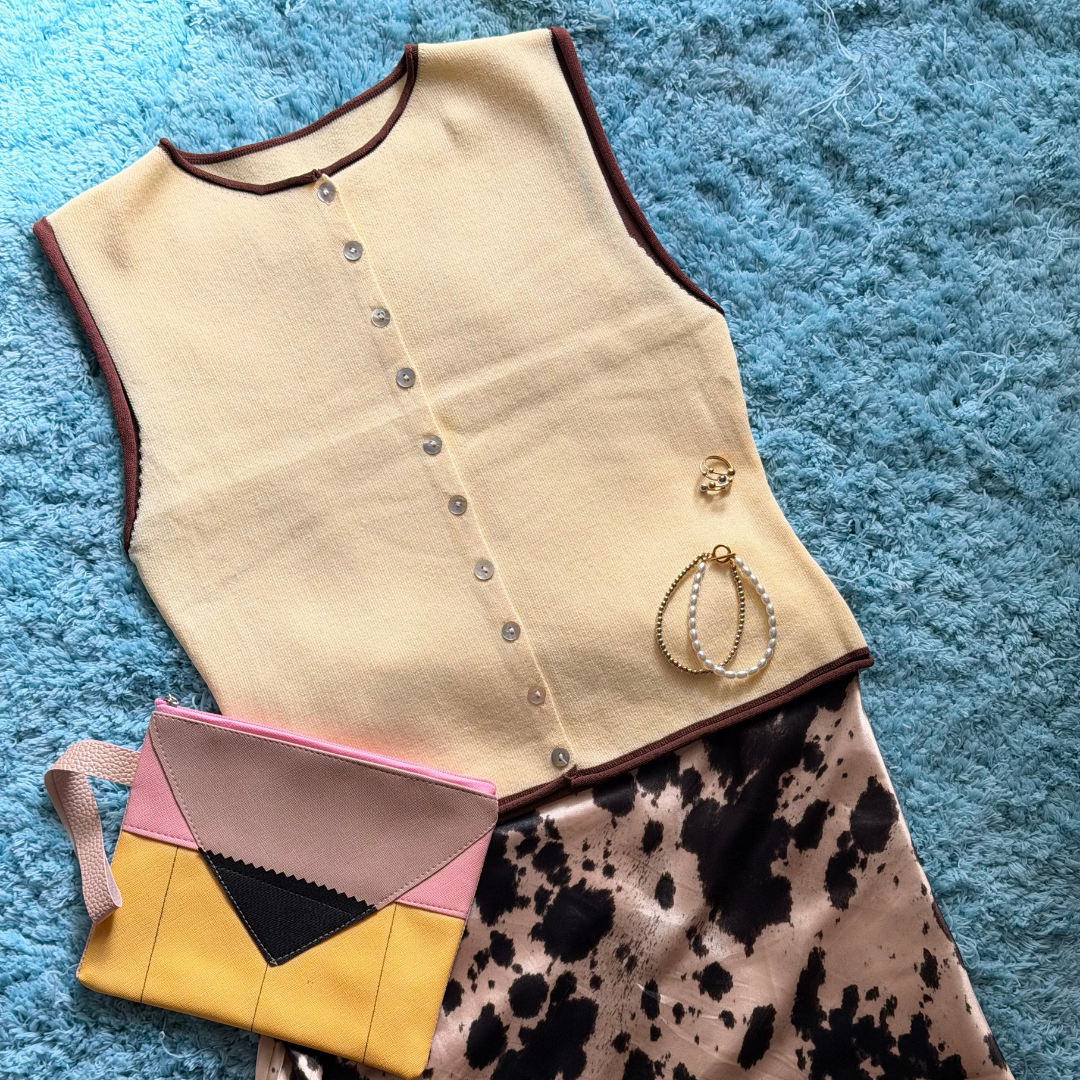 Chaleco Knit amarillo y marrón – TTS Fashion