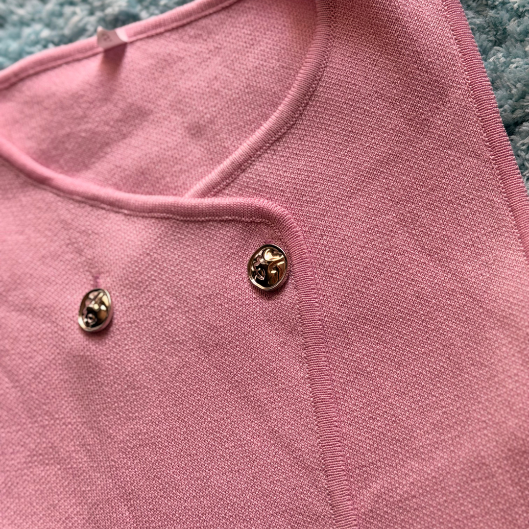 Chaleco Cruzado Knit con Botones Plateados TTS Fashion