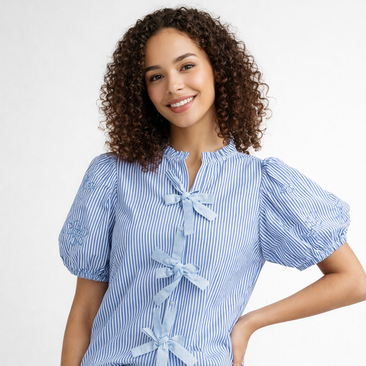 Blusa de rayas azules Elegante – TTS FASHION