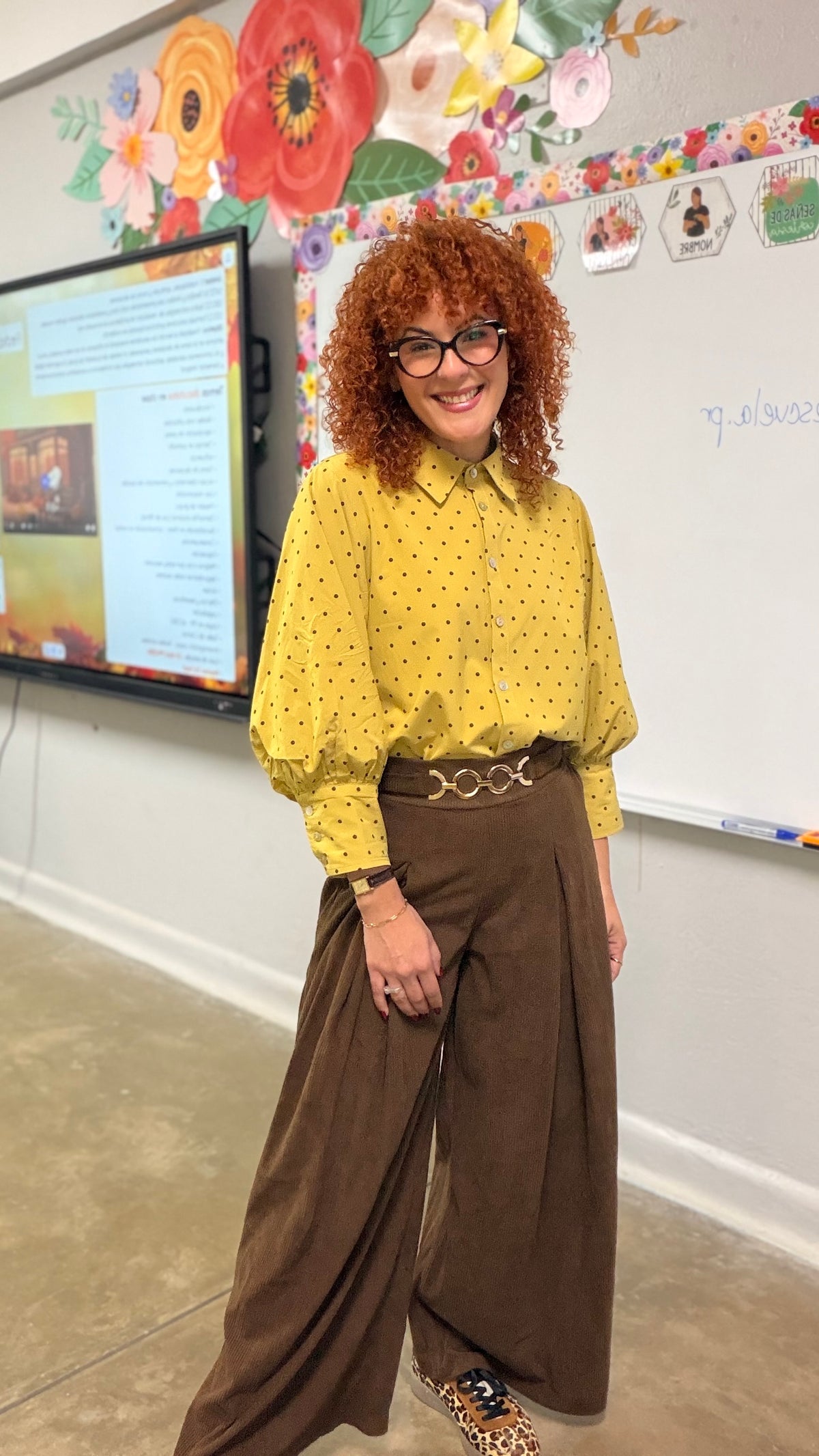 Blusa Mustard Brown Polka dots | TTS Fashion