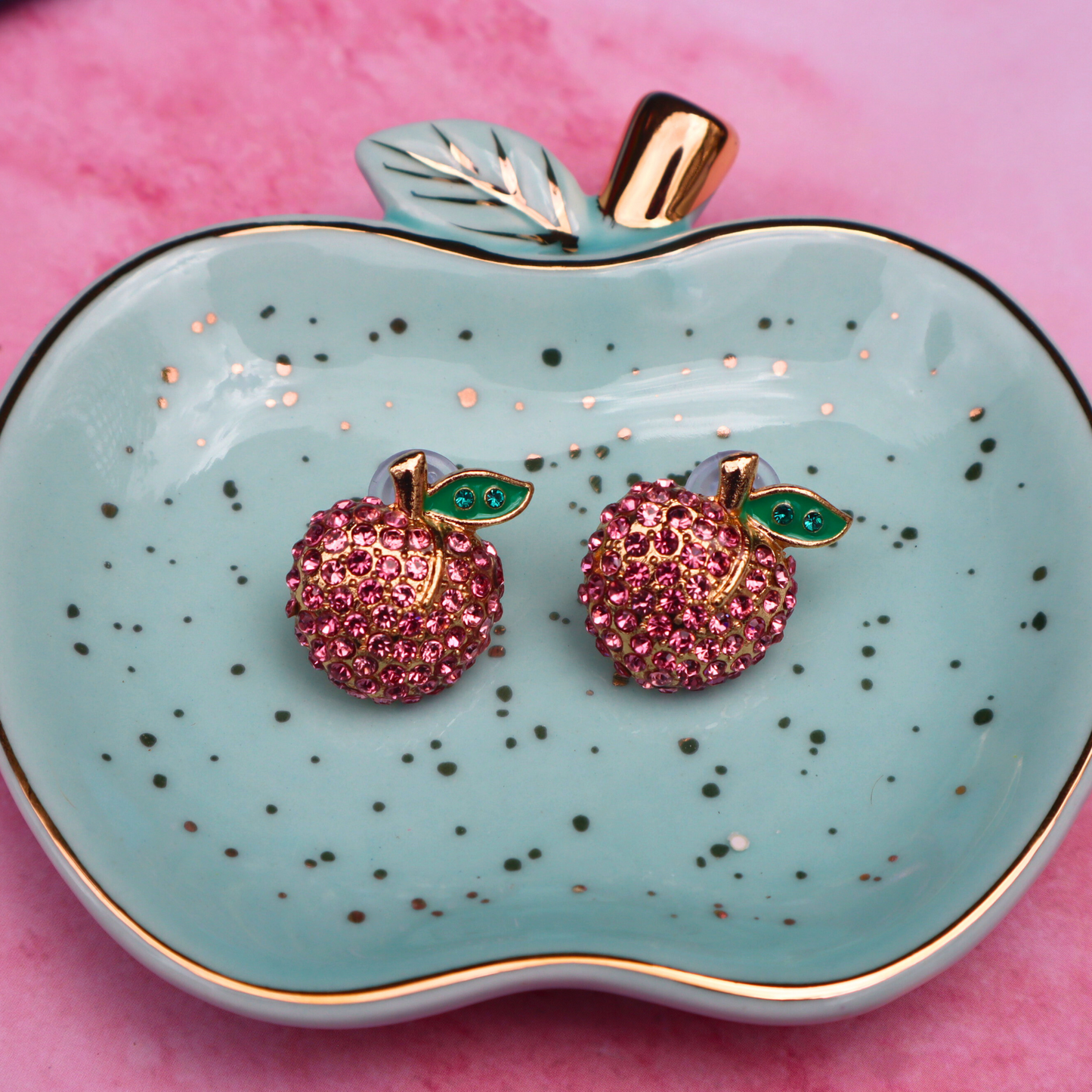 Rhinestones Apple Studs |