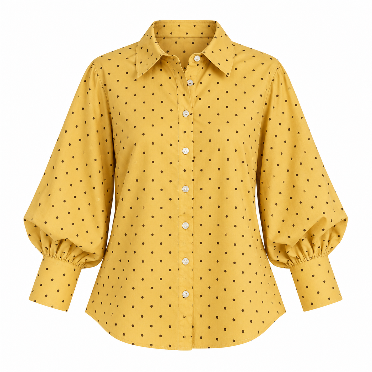 Blusa Mustard Brown Polka dots | TTS Fashion