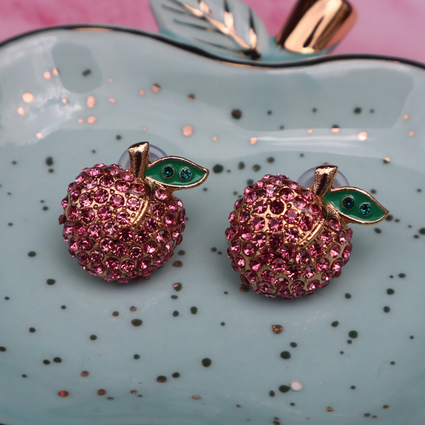 Rhinestones Apple Studs |