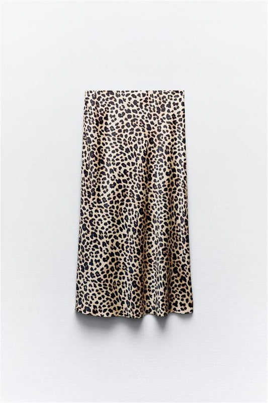 Falda satinada animal print TTS Fashion