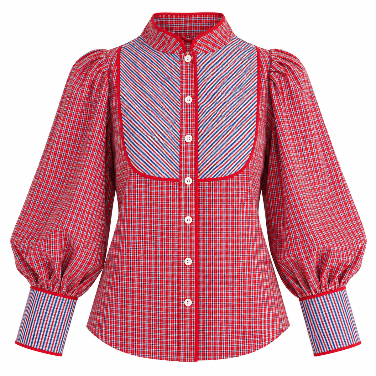 Blusa Plaid Tie Neck Statement | TTS Fashion
