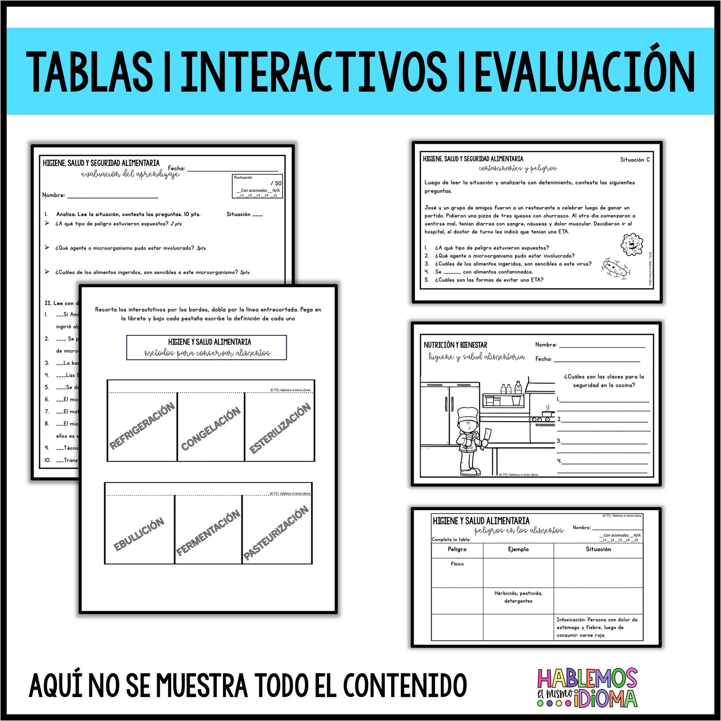 Higiene, salud y seguridad | Ciencias de los alimentos | Hojas de tarea