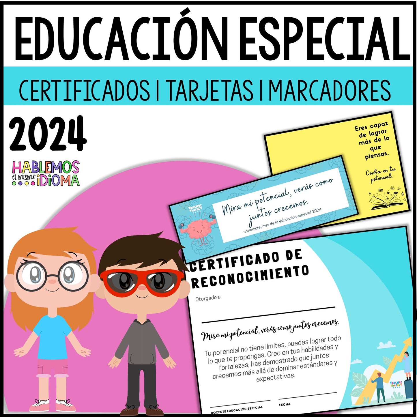 Mes de educación especial: Certificados, marcadores y tarjetas 2024