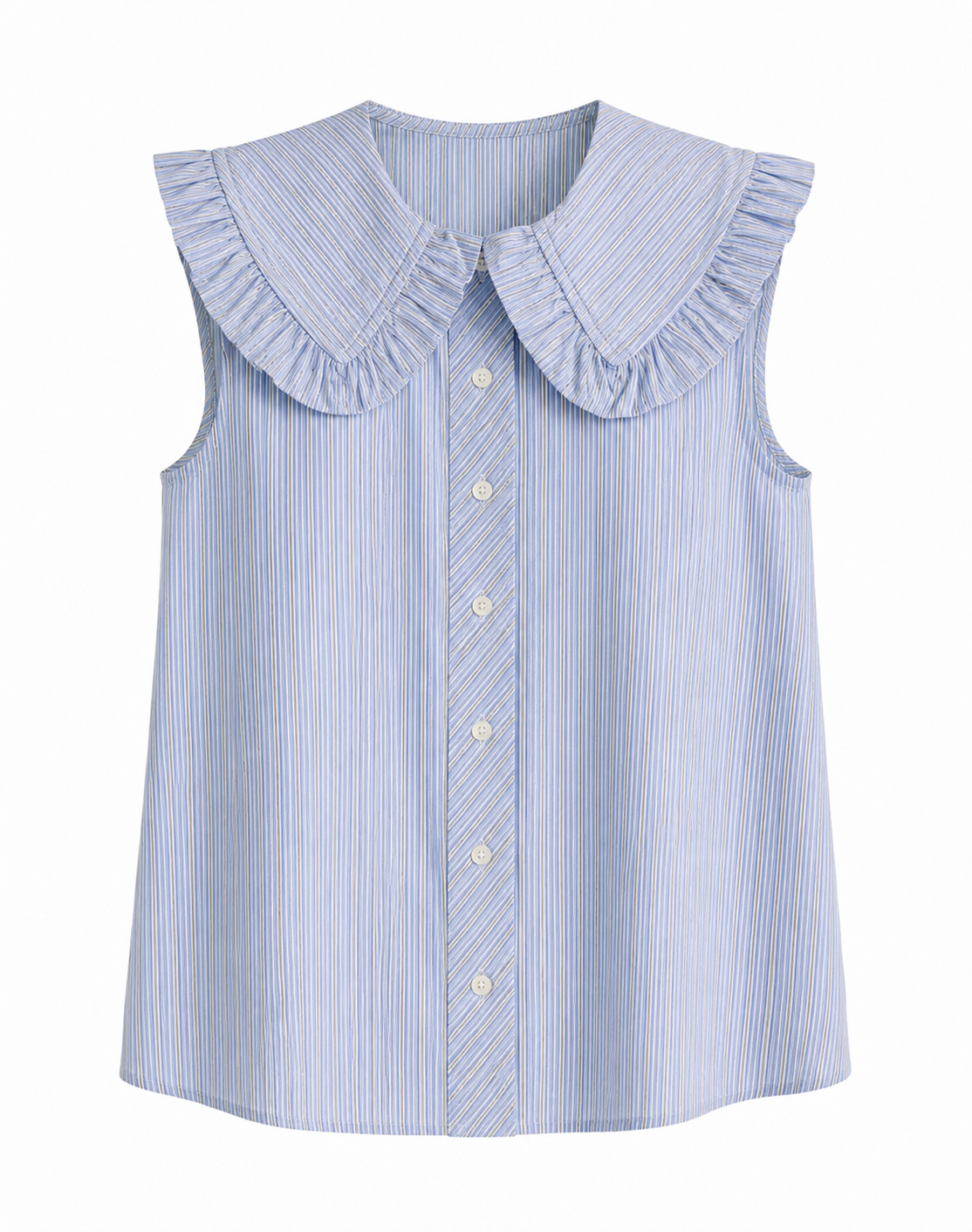 Blusa Cambridge Blue | Cuello con vuelos azul | TTS FASHION