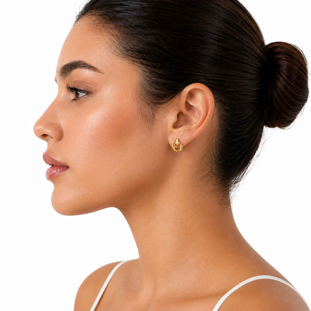 Aretes de Acero Inoxidable con Circonia – Diseño Doble Aro Elegante