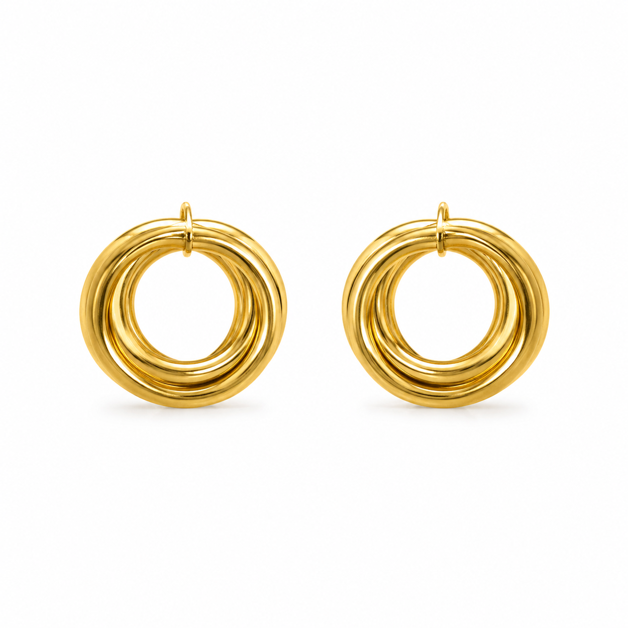 Aretes de Acero Inoxidable Doble Aro Dorado – Diseño Moderno y Elegante